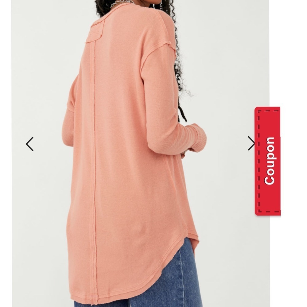 Free‎ People Thermal Top Raw Hem Long Sleeve Tunic Top Casual Comfy XS- 2 Tops